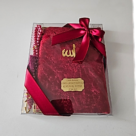Bordo Kurdeleli Kadife Set