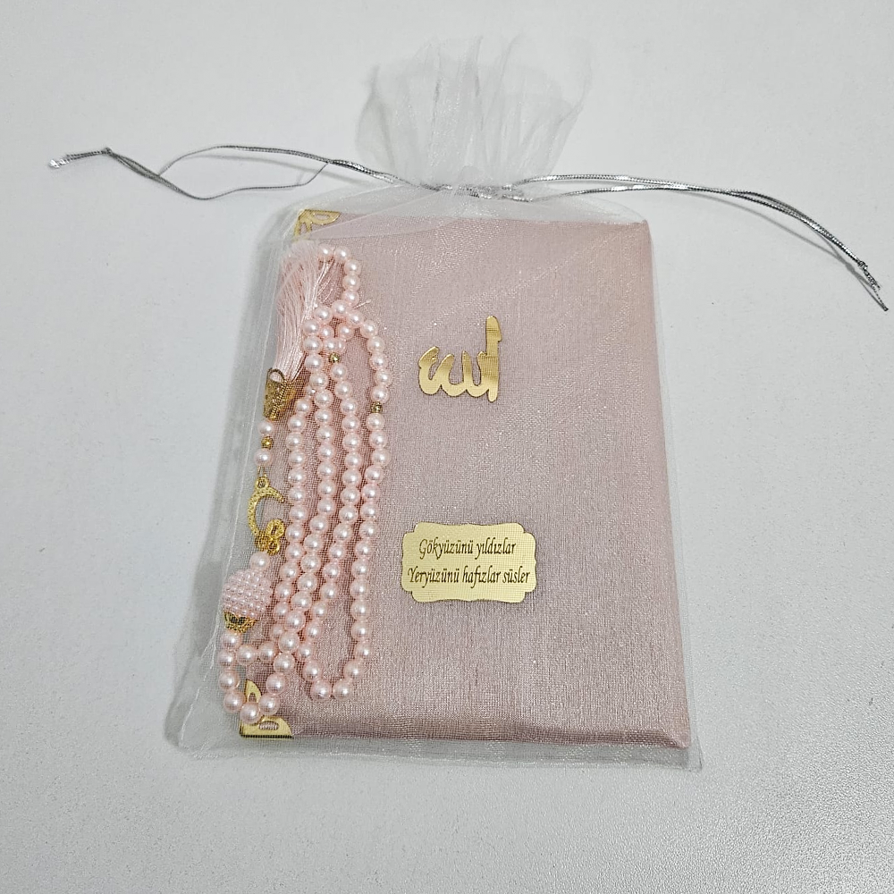 Pembe Tül Keseli İpek Set